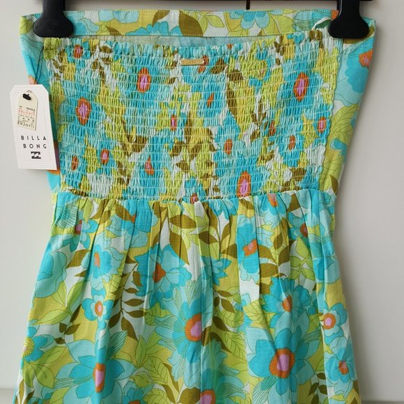 Billabong ! Green Simply The Best Floral Mini Dress - Picture 6 of 8
